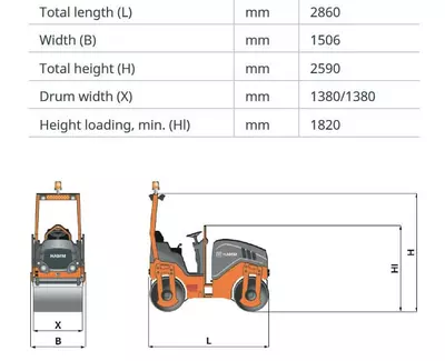 Габаритные размеры Hamm HD 14 VV