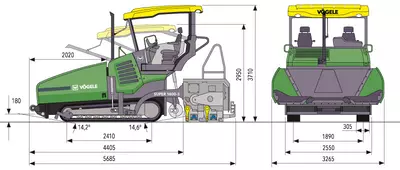 Габаритные размеры Vogele Super 1600