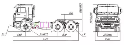 Габаритные размеры KAMAZ-65116