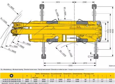 Габаритные размеры автокрана LIEBHERR LTM 1040